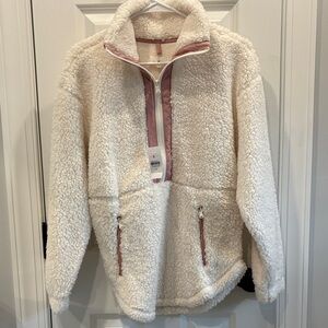 NWT Loft Lou & Grey Off White Cream Ivory Pink Sherpa Pullover Top XS